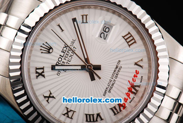 Rolex Datejust II Oyster Perpetual Automatic Movement White waviness Dial with Black Rome Numeral Marker and SS Strap - Click Image to Close